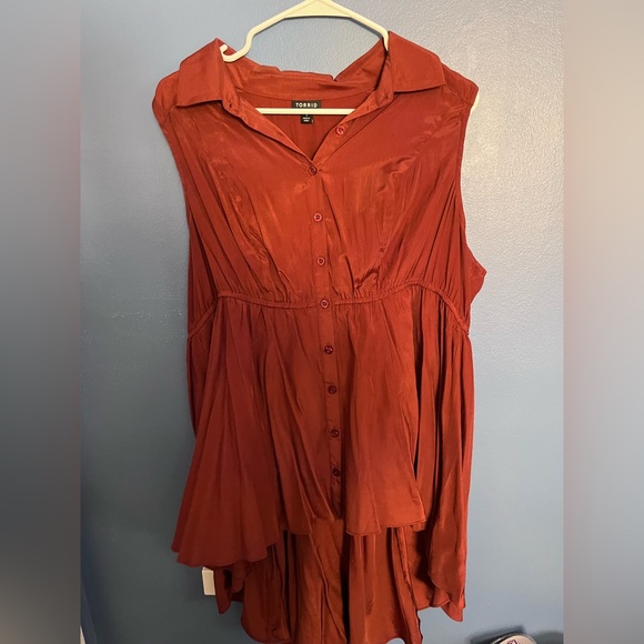 Torrid Rust/Red/Brown tunic tank top w/ buttons - Plus Size 1X - Picture 1 of 5